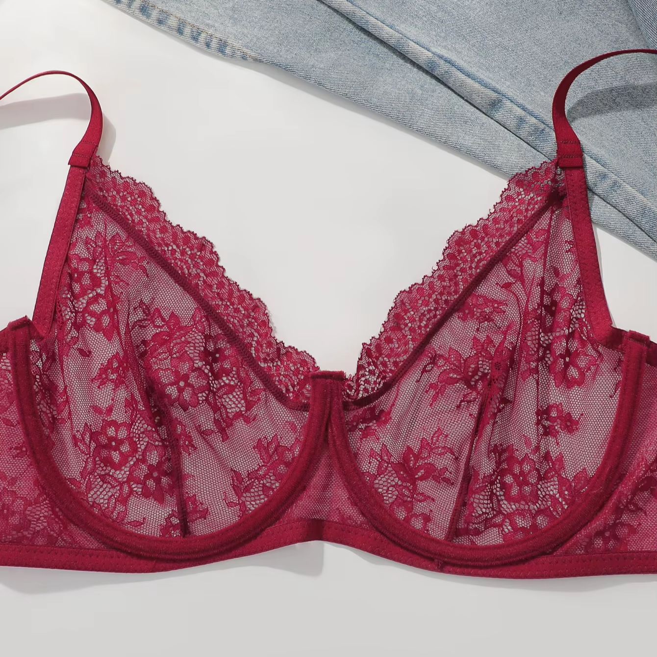 Women Plus Size Red Lace Sheer - đánh giá và giá Full Coverage Bra