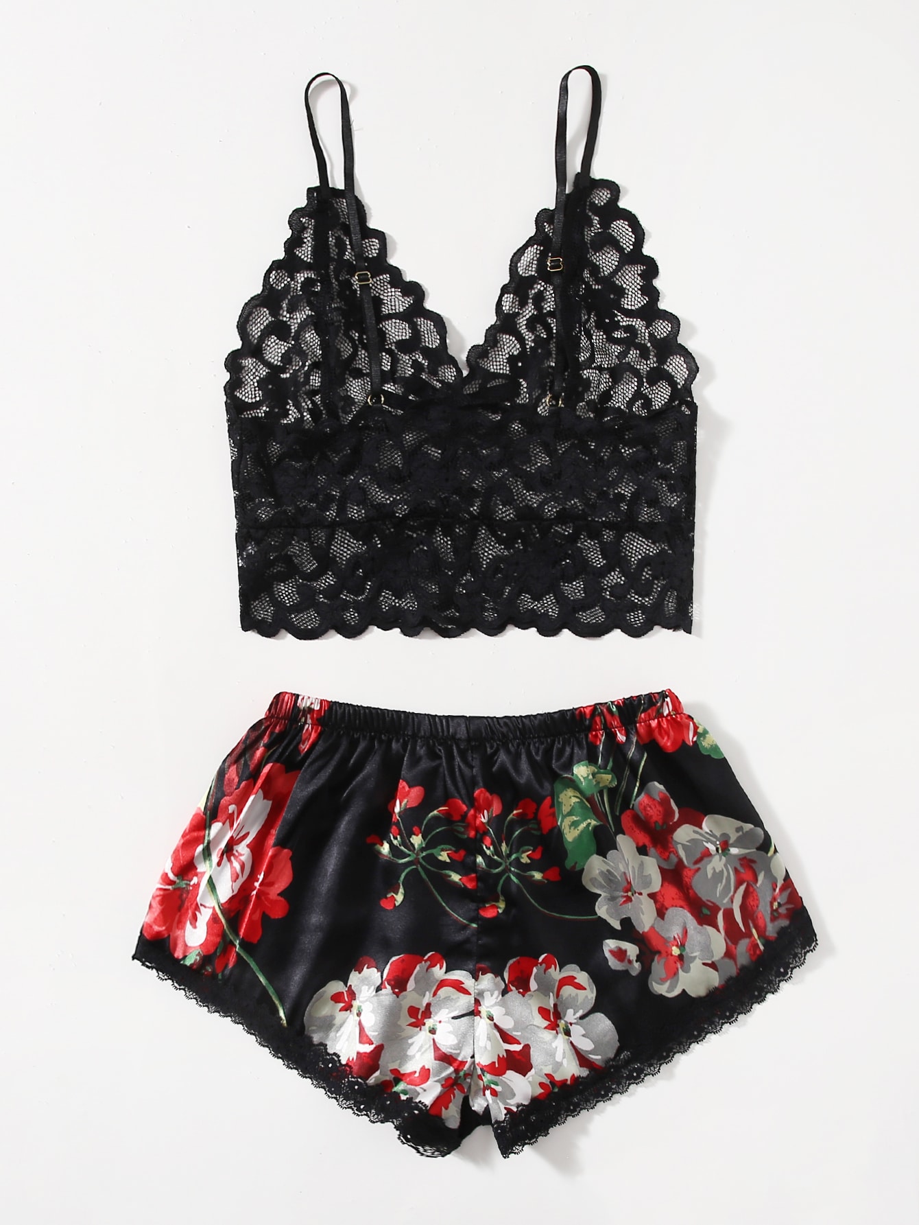 Floral Lace Pajama Set for Wom - đánh giá và giá Lace Bralette Set